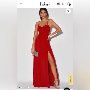 Lulu’s long red dress